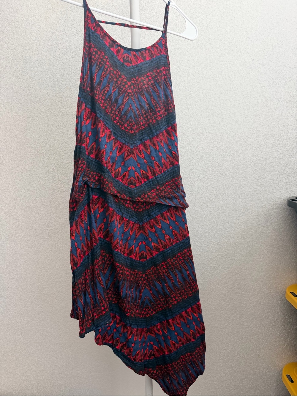 Free People Red and Blue Printed High-Low Dress
